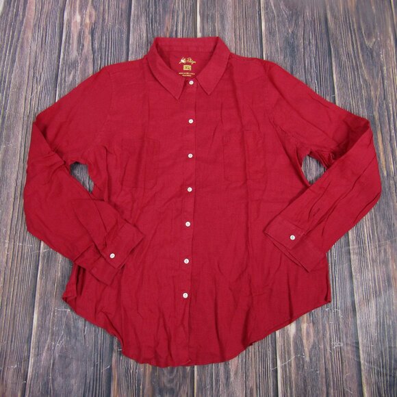 Lilly Pulitzer Tops - Lilly Pulitzer Women NEW XL Red Sea View Button Down Linen Shirt Beach Travel
